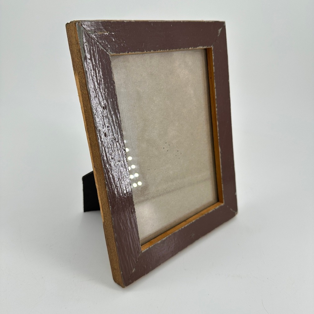 Rustic Brown Distressed Wooden 5x7 Picture Frame Tabletop Easel Back